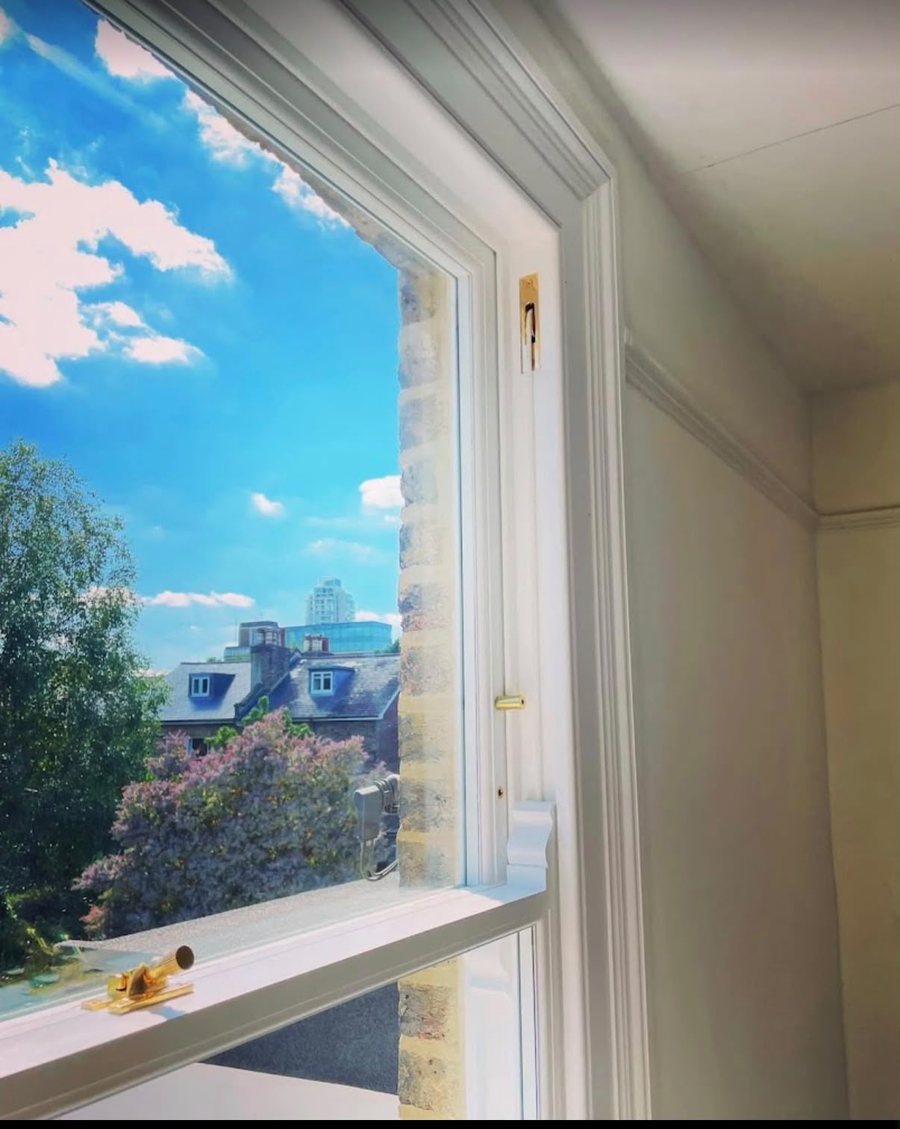 New double glazed sash window with sky view