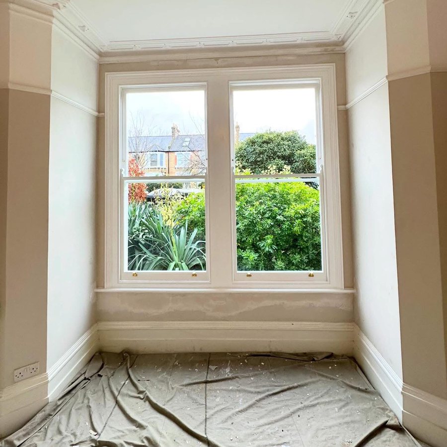 Bay window double glazing upgrade in progress