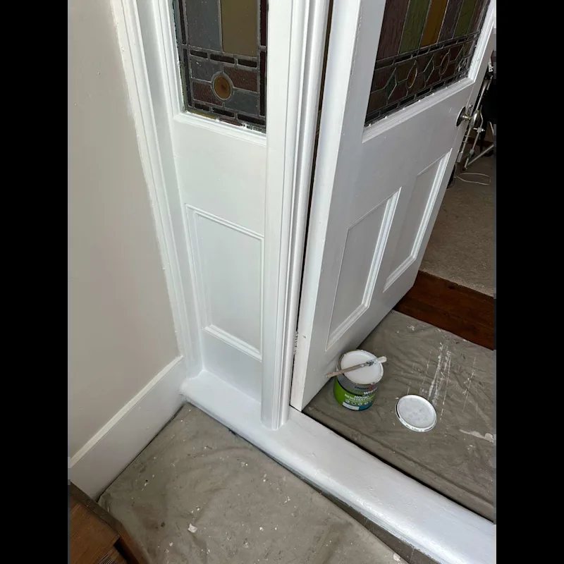 Period front door with stained glass restored