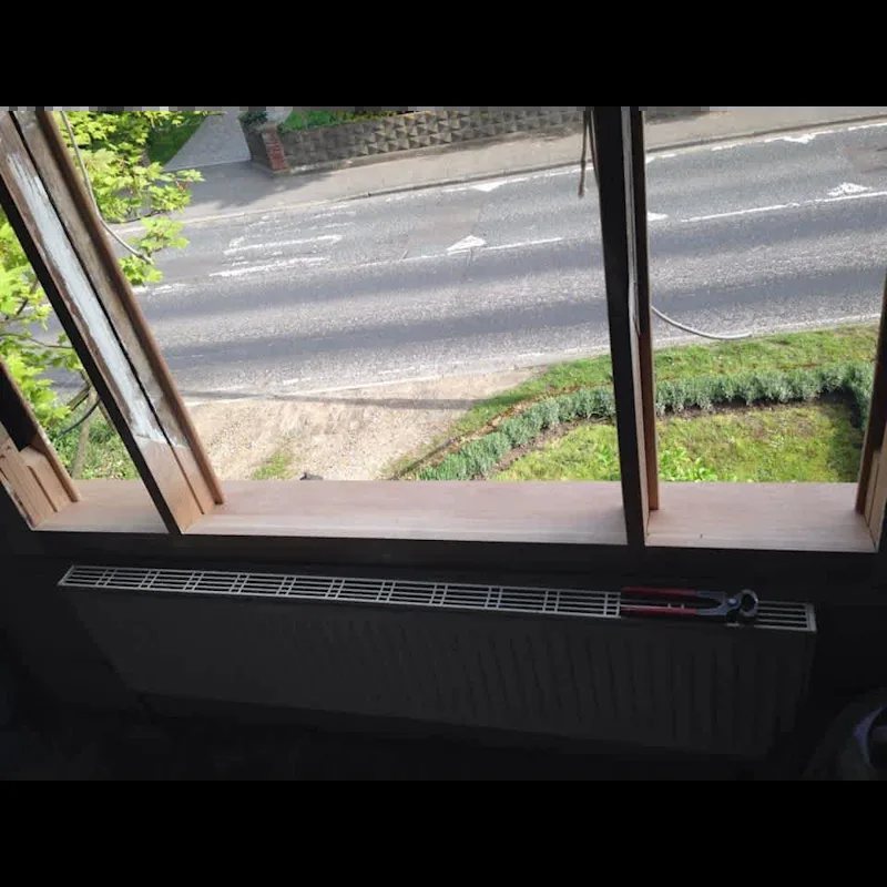 Original sash window opened for repair