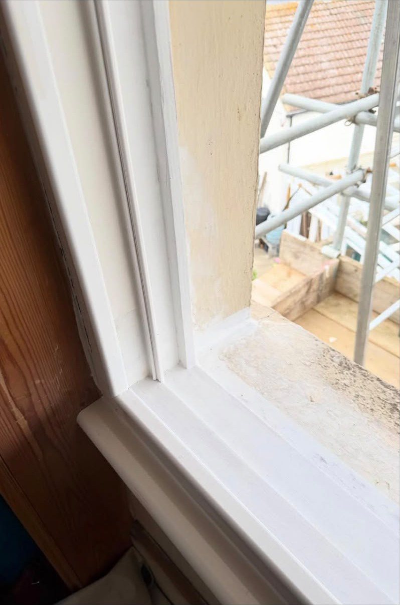 Sash window restoration in progress