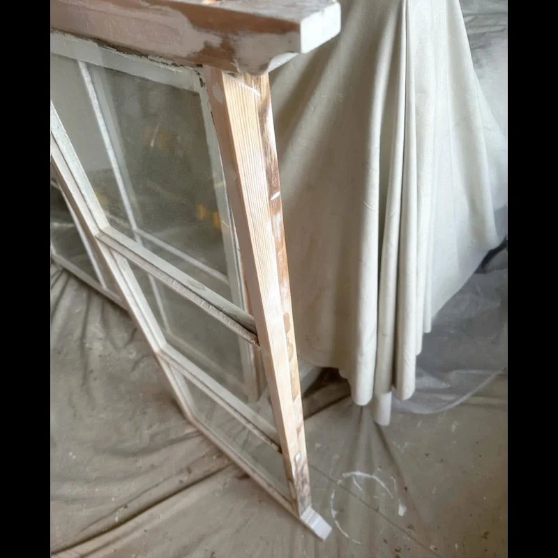 Sash window stripped and sanded ready for redecoration