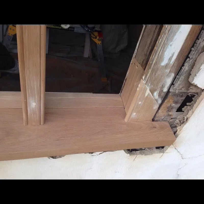 New timber spliced into a sash window corner